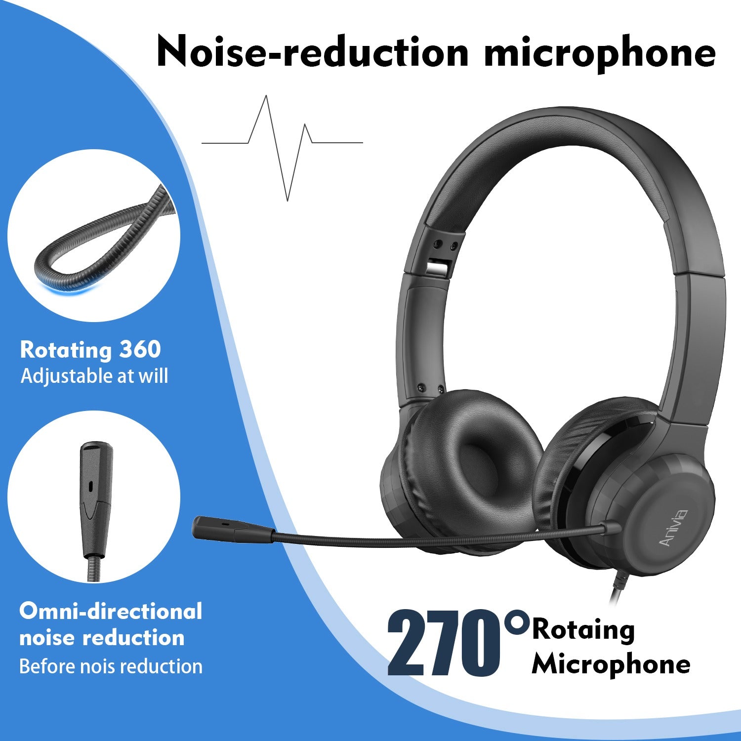 ANIVIA A7 Wired Headset with Noise-reduction Microphone Folding Rotating Headphone Integrated Headset for Game Conversation ANIVIA A7 Wired Headset with Noise-reduction Microphone Folding Rotating Headphone Integrated Headset for Game Conversation